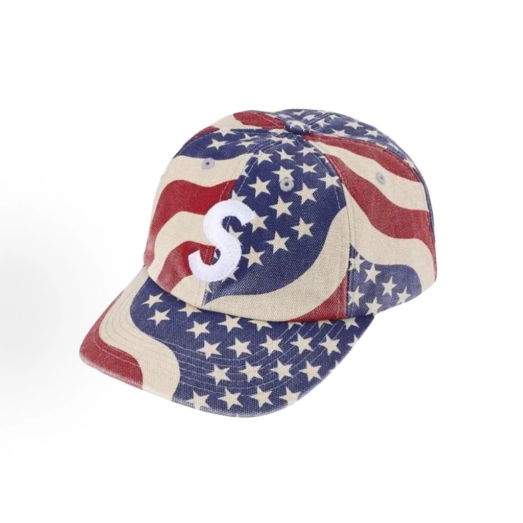 Vintage American Flag Print 6 Panel Baseball Cap, Washed Canvas Star Stripe Hat Adjustable Strap