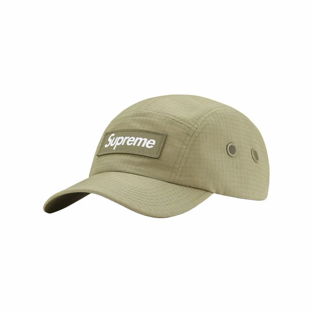 Ventile Fabric 5 Panel Camp Cap, Khaki Water-Resistant Street Hat Adjustable Strap