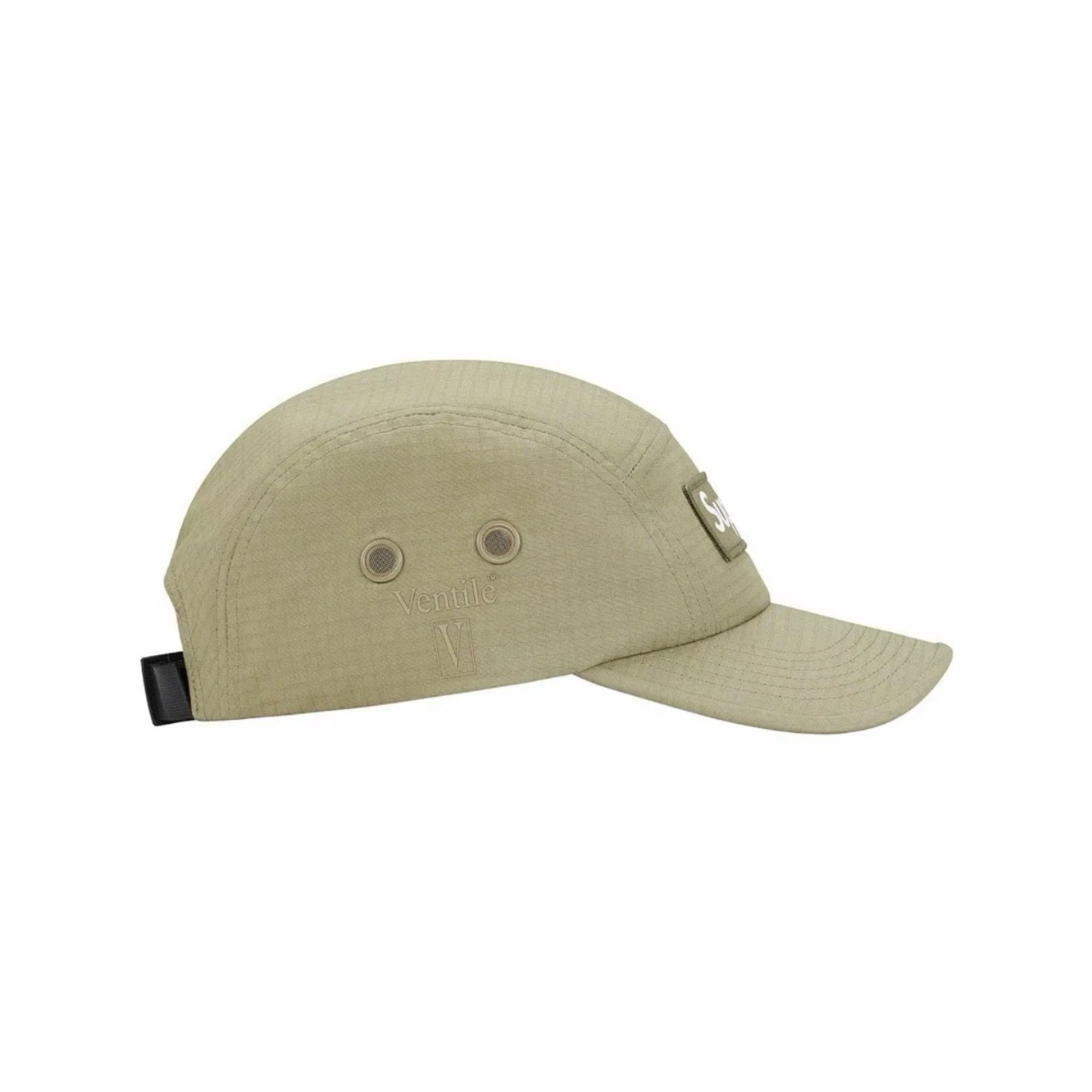 Ventile Fabric 5 Panel Camp Cap, Khaki Water-Resistant Street Hat Adjustable Strap