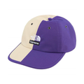 6 Panel Baseball Cap, Purple & Beige Color Block Outdoor Embroidered Street Hat with Adjustable Strap