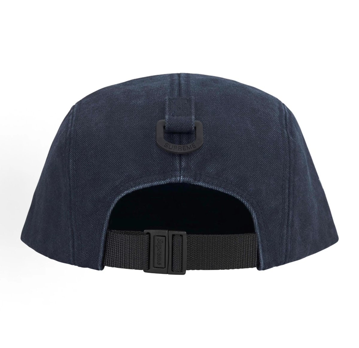 Supreme Ventile Canvas Camp Cap, Navy & Off-White 5 Panel Hat Box Logo Adjustable Strap