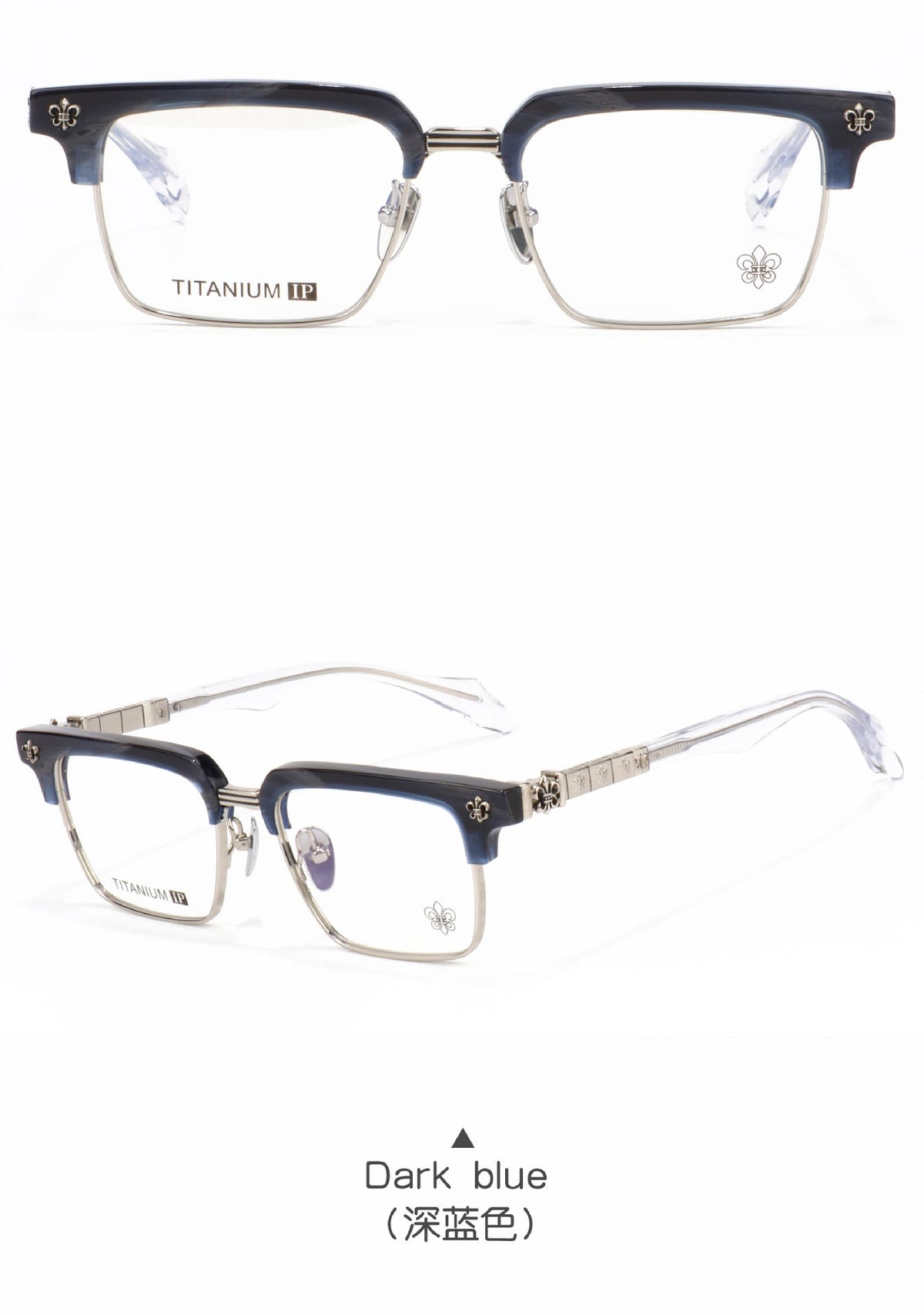Chrome Hearts half-rimmed accordion temple glasses