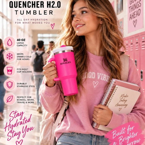Stanley Quencher H2.0 40 oz Pink Tumbler