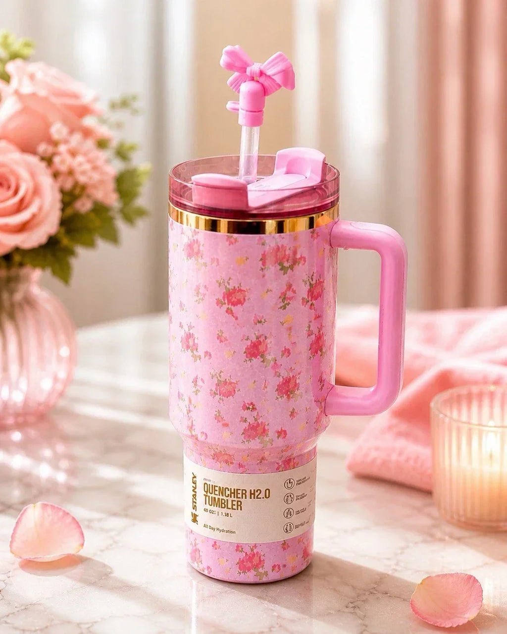 LoveShackFancy Tumbler 40oz | Limited Edition  Pink Stanley